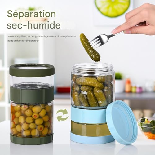 Bocal cornichon sablier étanche réversible et antidérapant en verre robuste - 4