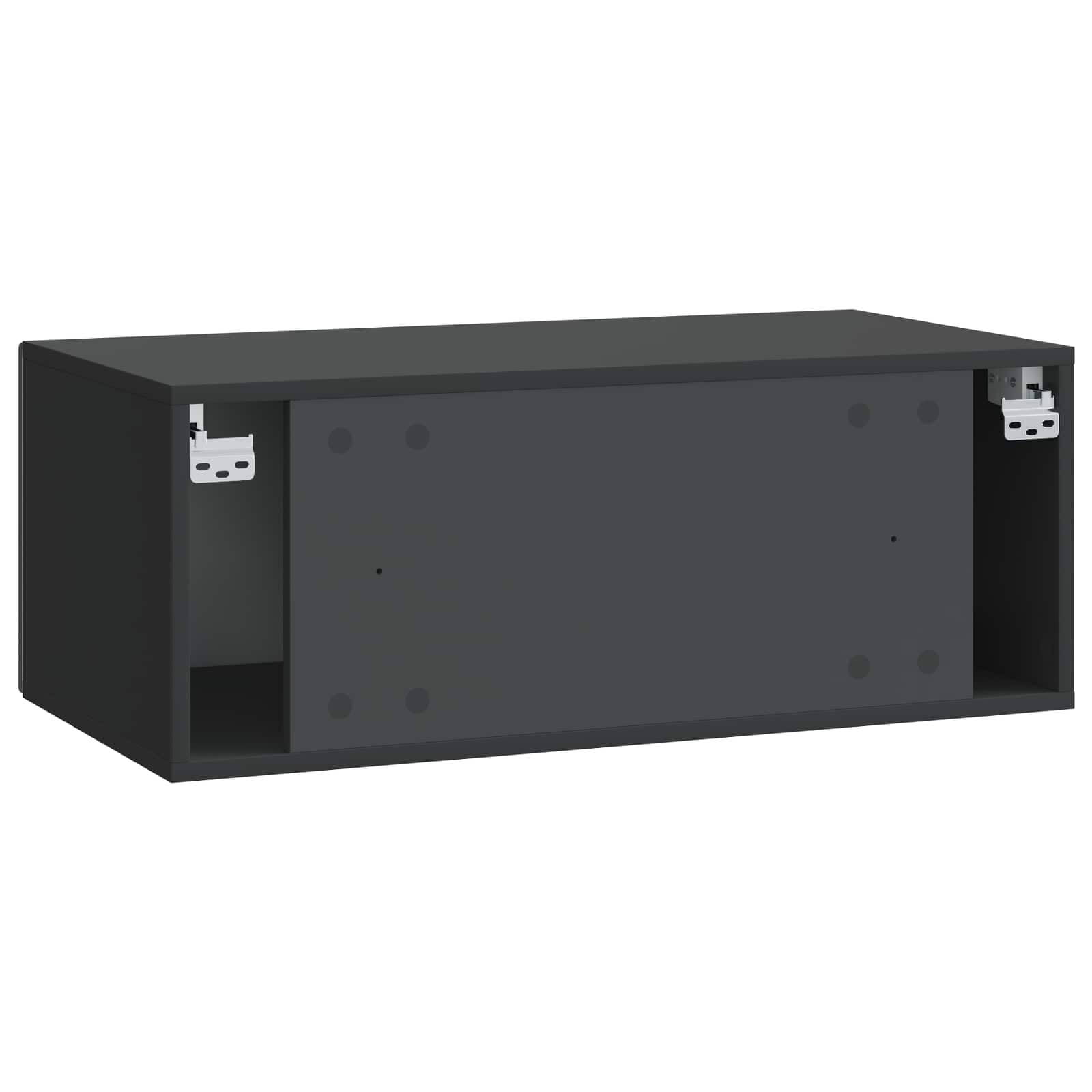 Wandmontierter TV-Schrank 78,5 x 41 x 30 cm Schwarz - Schwebendes TV Lowboard aus Holzwerkstoff mit 2 Türen - Platzsparendes Sideboard für Wohnzimmer und Media Center