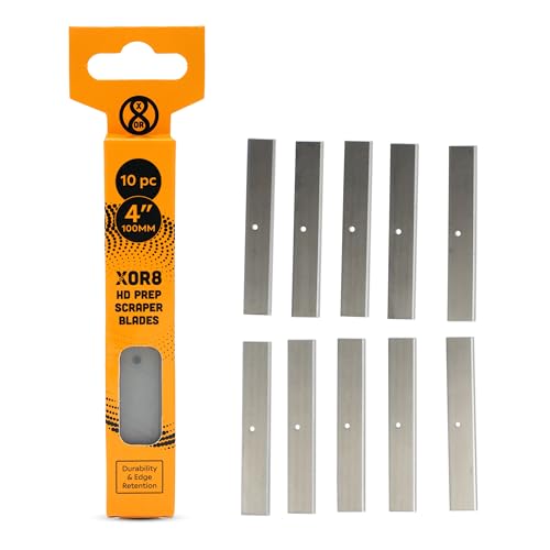 XOR8 HD Prep Scraper Blades 4/100mm 10-Pack Razor-Sharp Blades for Tough Removal Tasks Heavy-Duty Construction Durable and Efficient for Paint Adhesive and Debris