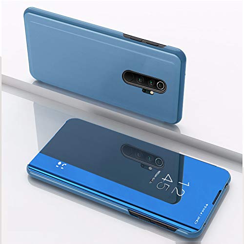 Custodia® Espejo Chapado Transparente View Stand Función Flip Funda para Xiaomi Redmi Note 8 Pro (Cielo Azul)
