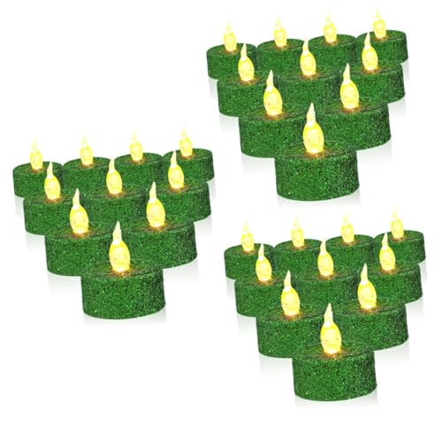Bougies chauffe plat LED sans flamme vacillante dorée à piles pour maison