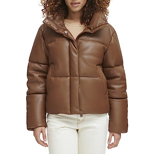 Levi's Women's Vegan Leather Quilted Short Puffer Jacket