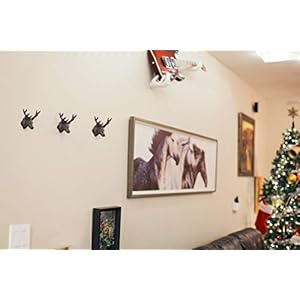 Setof3rusticbrowncastirondeerheadwallhooksforlodgeandcabindecor425incheslongantiquebrownhooksforcoatsrobestowelsandkeys Urban Country Home Decor Set of 3 rustic brown cast iron deer head wall hooks for lodge and cabin decor 425 inches long antique brown hooks for coats robes towels and keys urban country home decor