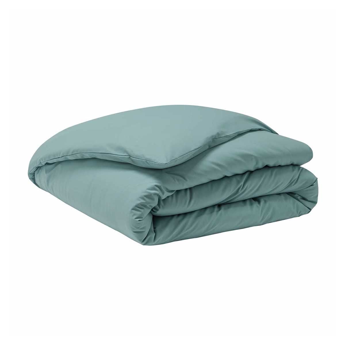 Essix Plain Cotton Percale Duvet Cover, Royal Line, 140 x 200 cm, Agave Green - Image 2