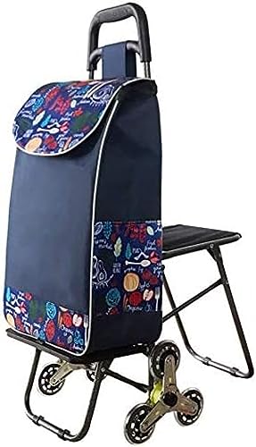 Plegable, carrito de compras con asiento, portátil y ligero, fácil de almacenar, diseño de empuje/tirar, marco de hierro duradero y suave, ruedas para un transporte sin esfuerzo