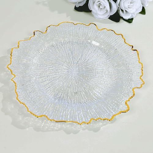 Platos decorativos acrílicos dorados 13 pulg coral set 6 miniatura 1