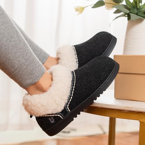 LongBay Women's Cozy Bootie Slippers Memory Foam Warm House Shoes with Fluffy Collar Non-Slip Indoor Outdoor2