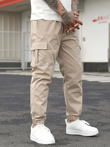 Image of ADBUCKS Men's Regular Fit low Rise Soild Cargos Style Joggers Casual Trousers