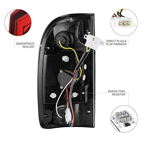 [For 1995-2000 Toyota Tacoma] Vipmotoz Premium Led Tail Light Lamp - Rosso Red Lens, Driver & Passenger Side #TOP3