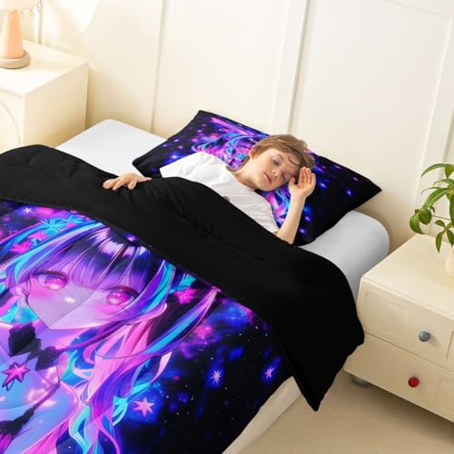 Image of Erosebridal 3D Mushroom Girls Bedding Sets Twin - Japanese Modern Fashion Comforter Set for Kids Adults Abstract Graffiti Duvet Insert Watercolor Aesthetic Quilt