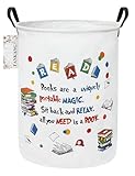 FANKANG Storage Basket, Nursery Hamper Canvas Laundry Basket Foldable with Waterproof PE Coating Large Storage Baskets for Kids Boys and Girls, Office, Bedroom, Clothes,Toys(Reading)