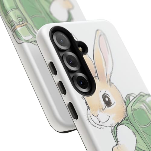 Coque Samsung S25 Plus lapin mignon avec sac à dos vert rigide mate - 2