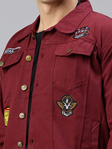 VOXATI Men's Denim Jacket XL Maroon - Image 8