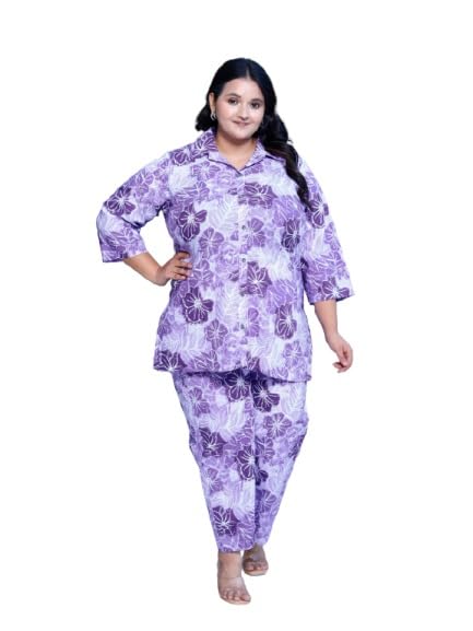 swasti Women Cotton Floral Print Purple Plus Size Co-Ord Set (Plus Size, Purple, 54)-picture-16