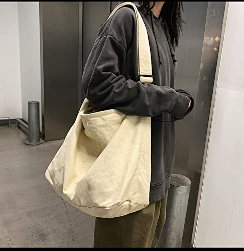 Bolso Hobo de Lona para Niñas Casual con Correa Ajustable Beige miniatura 3