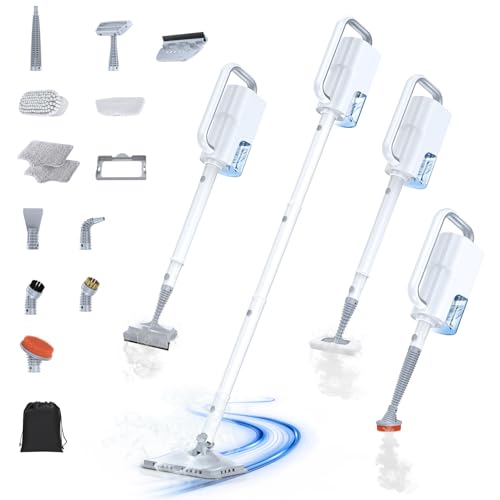 Image of 10-in-1 Steam Mop with Detachable Handheld Steamer, Quick 10s Heat-up for Steam Cleaner, 350ml Tank and 2-Level Control for Cleaning Floor, Carpet, Window, BBQ Grill, Tile, Stove, Clothing and Grout