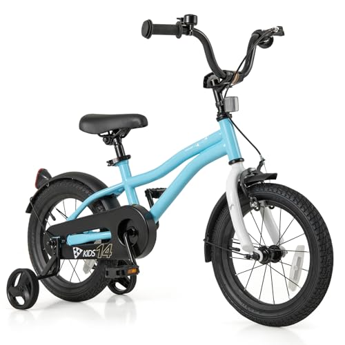Image of BABY JOY Kids Bike, 12 14 16 18 Inches Sporty Bicycle with Training Wheels, Adjustable Seat, Handbrake & Coaster Brake, Reflectors, Girls Boys Bike for 3-8 Years Old Children