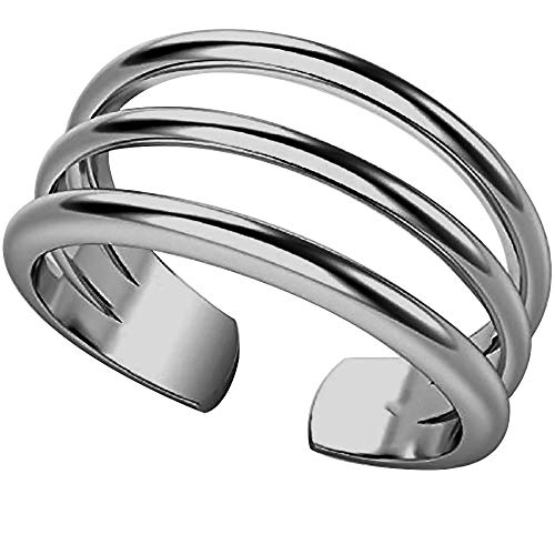 tusakha Womens 18k Black Gold Over .925 Sterling Silver 3 Row Adjustable Toe Band Ring/Midi Ring