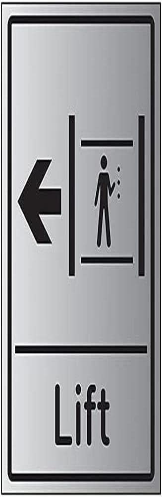 V Safety Lift Arrow Left - 200mm x 300mm - Self Adhesive Aluminium Effect