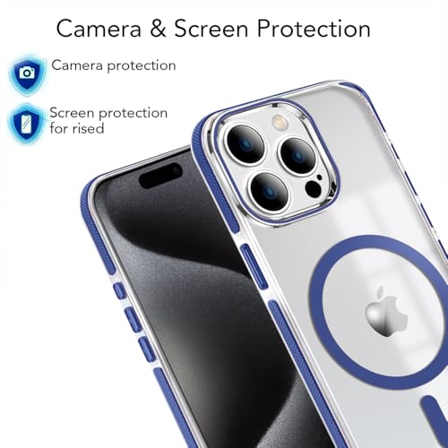 Image of MINTZZ ️ for iPhone 13 Pro Case, Compatible with MagSafe, Military-Grade Protection, Yellowing Resistant, Scratch-Resistant TPU Back, Magnetic Phone Case for iPhone 13 Pro Clear Navy Blue