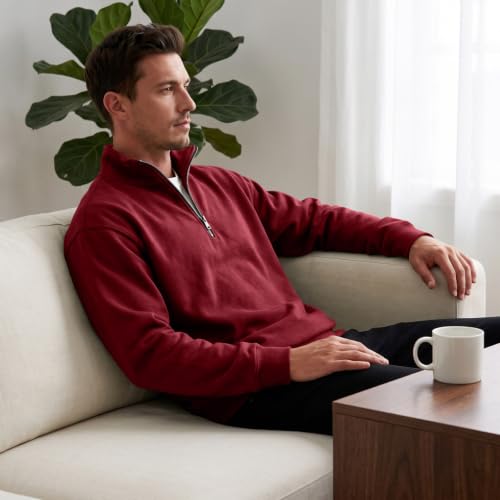 Fleece Sweatshirt Men Comfy Quarter Zip Pullover Sweatshirt Sweat Shirt - image 3