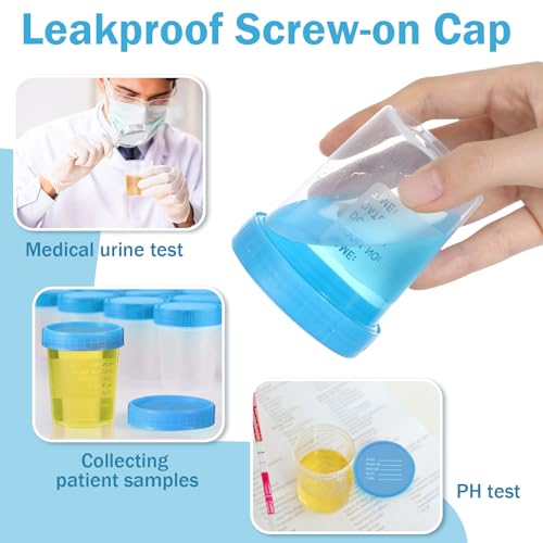 Image of Geiserailie 200 Pcs Urine Cups 4oz Disposable Specimen Container,Blue