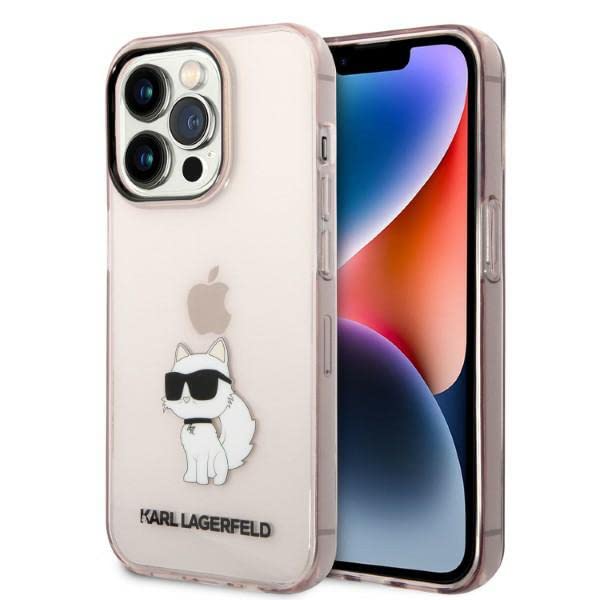 Karl Lagerfeld KLHCP14LHNCHTCP Coque Telephone Rigide pour iPhone 14 Pro 6,1'' Rose