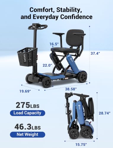 Image of Aotedor Foldable Mobility Scooter for Seniors, 20 Miles Long Range Safe & Comfortable Lightweight Folding Scooter with 275lb Capacity All-Terrain Airline Cruise & FSA Approved - Extended Range