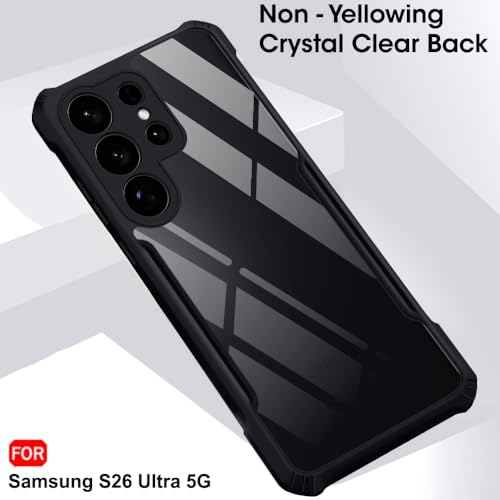 Image of TheGiftKart Shockproof Crystal Clear Back Cover Case for Samsung Galaxy S26 Ultra 5G | 360 Degree Protection | Protective Design | Transparent Back Case Cover (PC & TPU, Black Bumper)