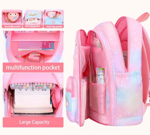 3Pcs Girl Backpack Set, Cute Kids Rainbow School Bag Backpack,School Bookbag For Girl With Shoulder Bag And Pencilcase4