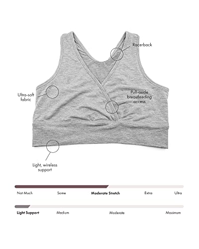 Image of Kindred Bravely French Terry Racerback Busty Nursing Sleep Bra for E, F, G, H, I Cup | Maternity Bra for Breastfeeding (Light Grey, XX-Large-Busty)