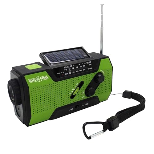 Ready Hour 4-in-1 Emergency Solar Radio with Hand Crank Flashlight, NOAA/AM/FM Weather Alerts, USB...