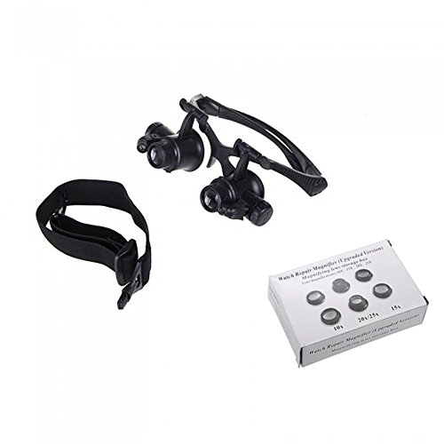 Krismile? 4 Pairs 10X 15X 20X 25X Watch Repair Glasses Eyewear Magnifier Loupe With Led New Loupe 9892G #TOP5