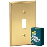 Rio Salto BRASS Modern Metal Gold Toggle Light Switch Covers Wall Plate Single Toggle Switch Wallplate Decorative Gold 1 Gang Wall Plate Covers Genuine Brushed Brass Standard Size