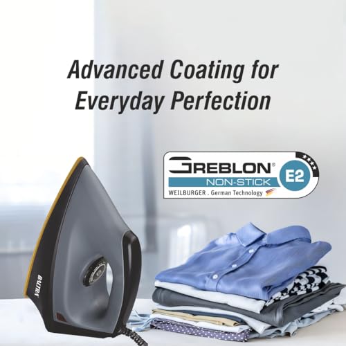 Image of BALTRA Flash 1000 watts Dry Iron with Shock Proof Plastic Body | Non Stick Greblon Coating Soleplate for Longer Durability | Overheat Safety Shutoff | 180 Swivel Cord | 2 Years Replacement Warranty