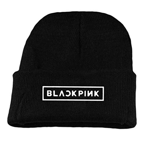 ZNZ Parejas Sombrero de Punto Letras Acanaladas Acanaladas Hip-Hop Blackpink Bordado Clásico Gorro Gorro Cómodo de llevar ZNZ/blanco negro