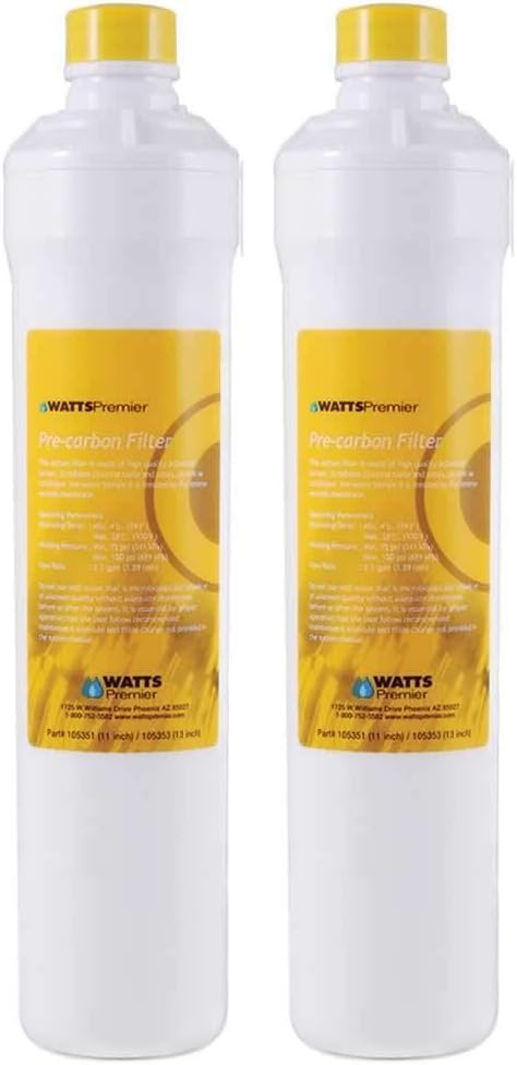 Watts Premier 105351 RO Pure Carbon Pre-filtro, amarillo (paquete de 2)