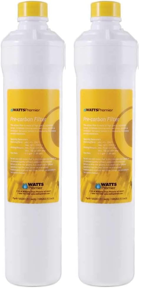 Image of Watts Premier 105351 RO Pure Carbon Pre-Filter, Yellow (Pack of 2)