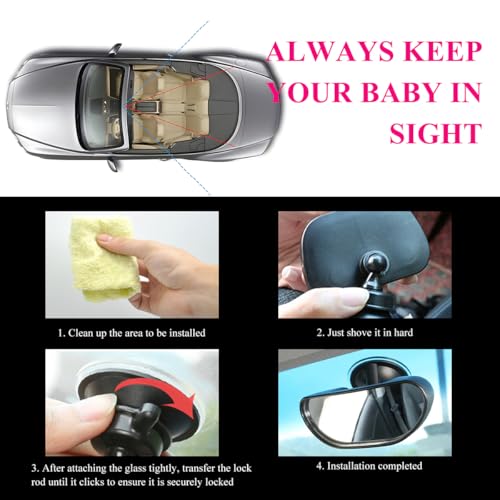 Image of Ohleats Baby Car Mirror, Shatter-Proof Rear Facing Mirror for Infant Safety, 360 Rotation Clear View for Windshield Sun Visor