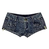 RSBFK Women's Sexy Denim Shorts Low Rise Mini Trendy Hot Pant Blue L