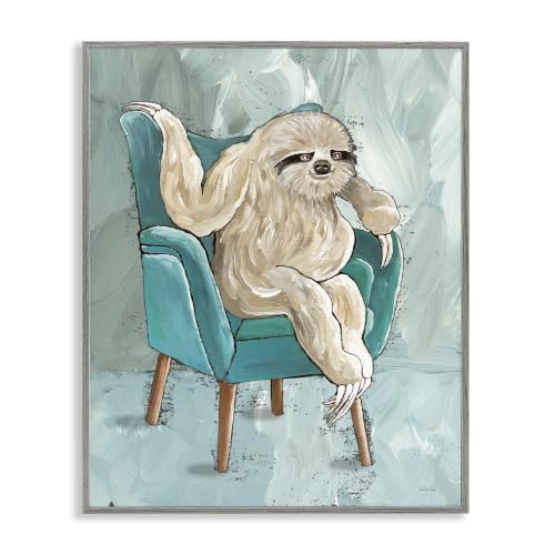 'Modern Sloth Sitting Down Satirical Animal'| Framed Giclee Art