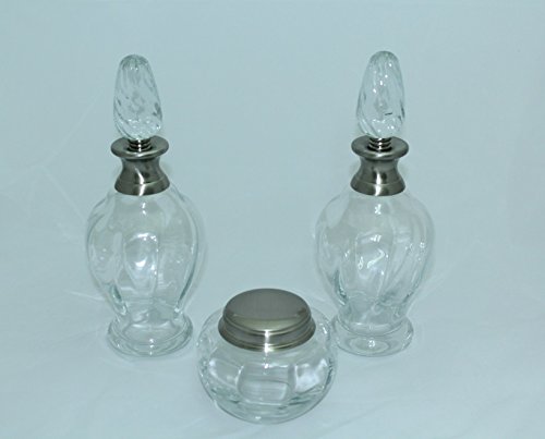 DONREGALOWEB Set de Coiffeuse en Verre et métal de Couleur Classique, Transparent et argenté,
