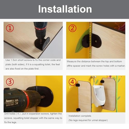Barrera para urinal de piso, tabique de privacidad para inodoro público, tablero impermeable para urinal, divisor de pared para escuelas y centros comerciales (23,6 x 23,6 pulgadas / 1 pieza) miniatura 5