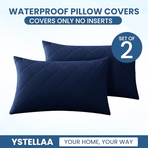 YSTELLAA Kissenbezug 50x80CM 2er Set, Dunkelblau – Ansicht 2