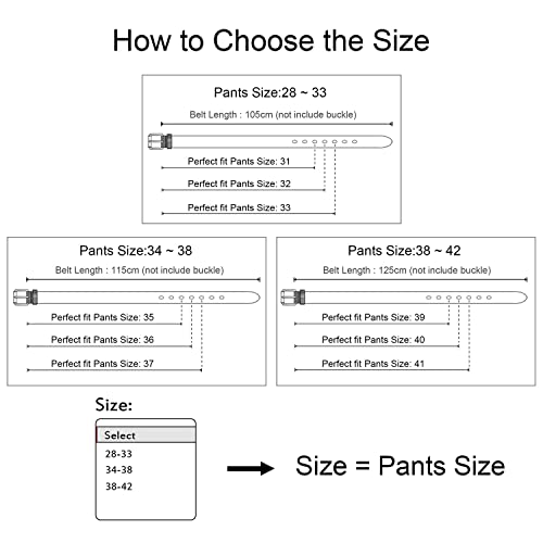 Hzhy Men's Leather Belt,100% Full Grain Leather with Anti-Scratch Pin Buckle,Great for Jeans,Casual,Cowboy & Work Wear