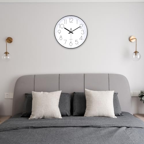 jomparis 20cm Modern Quartz Lautlos Wanduhr Schleichende Sekunde ohne Ticken Analoge Wanduhr Dekor für Wohnzimmer, Kinderzimmer,Küche,Büro (Schwarz)