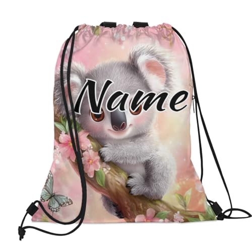 Custom Cute Koala Flower Drawstring Backpack Cartoon Animal Rainbow Personalized Sports Gym Sackpack with Mesh Pocket String Bags for Women Men2