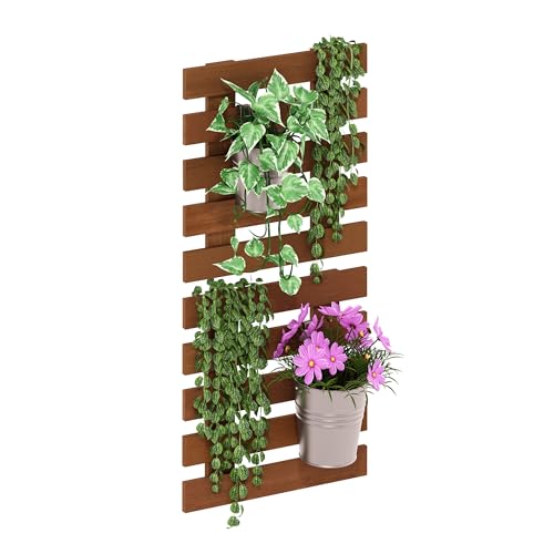 Furinno TIOMAN Outdoor Vertical Wall Planter, Set of 2 Wooden Hanging Planters, for Indoor, Outdoor Plants, Balcony, Patio, Natural