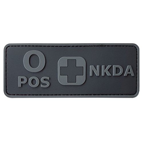 First Aid Blood Type Patch PVC O Positive Compatible with Velcro PVC Patches,Plate Carrier for Backpacks,Ifak,O Pos,First Aid Kit Patch (Blackout)