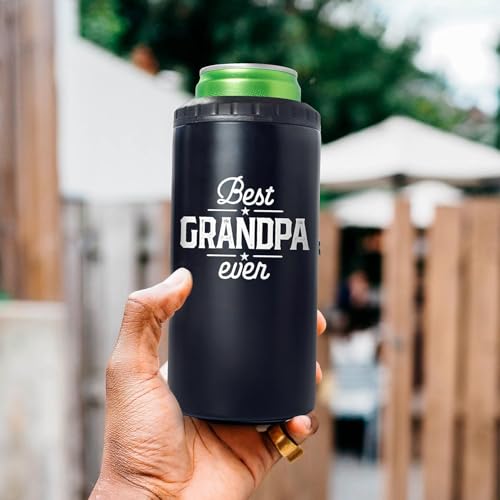 Image of SANDJEST 4-in-1 Grandpa Tumbler Gifts for Papa from Grandkids - 12oz Best Grandpa Ever Can Cooler Tumblers Cup - Stainless Steel Insulated Cans Coozie Christmas, Birthday, Father's Day Gift for Papas